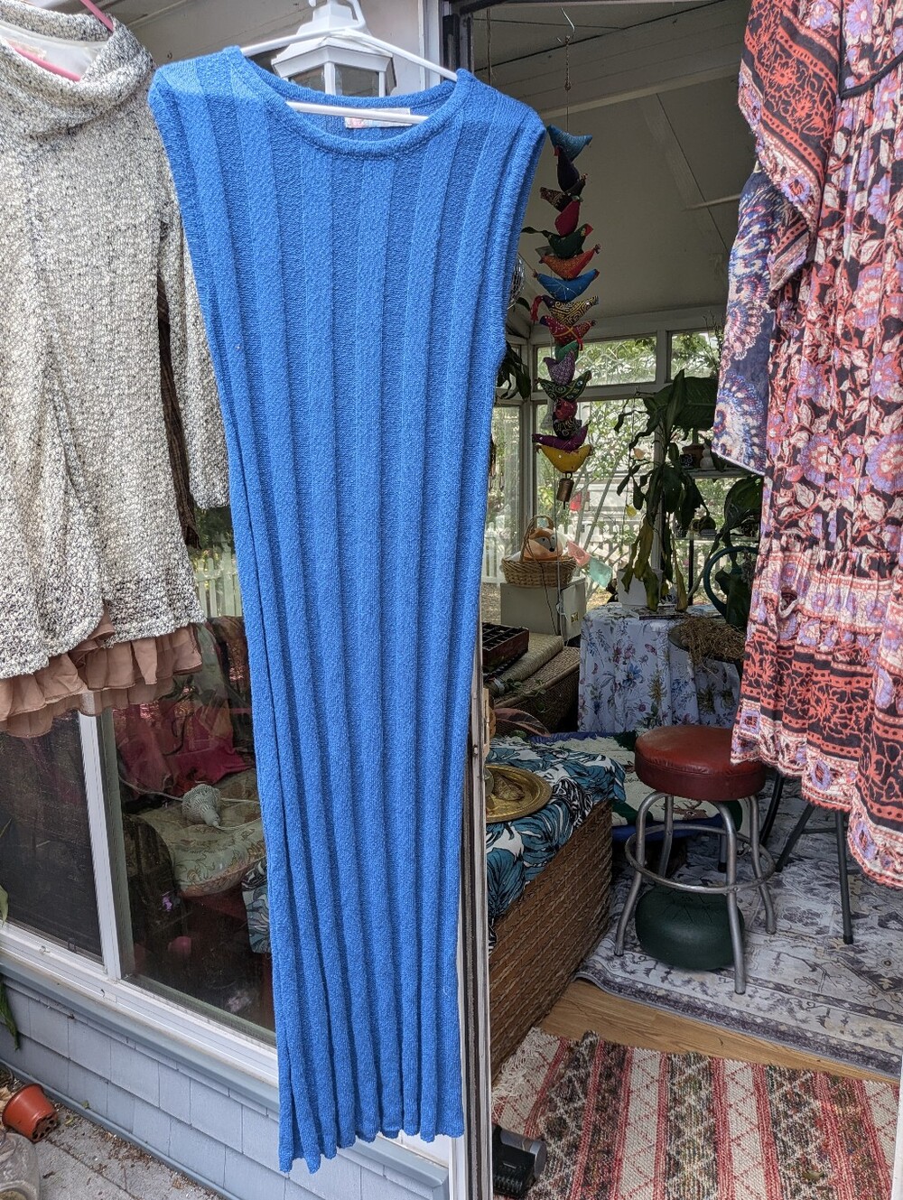 Free People Bright Blue Ribbed Maxi Sweater Dress - Scoop/Crew